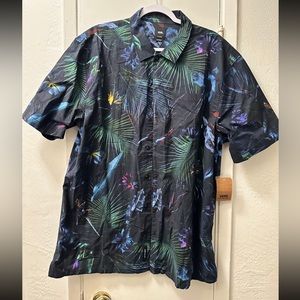 Vans Size XXL Black Button up shirt Hawaiian floral print NWT
